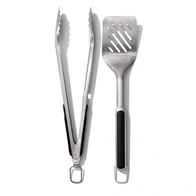Imagen de OXO Good Grips Juego de espátula y pinzas para barbacoa acero inoxidable