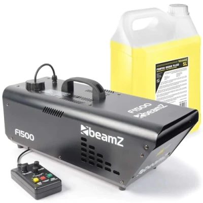 Imagen de BeamZ F1500 Hazer máquina de niebla haze con mando a distancia 1500 vatios, 5 litros fluido niebla, DMX, temporizador, función intervalo, generación constante en escenarios