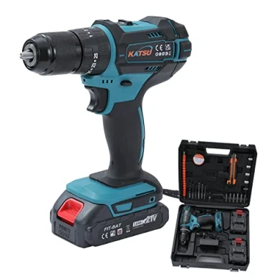 Imagen de KATSU FIT BAT 21V Taladro de Impacto Inalámbrico con 2 x 2,0Ah Baterías y Accesorios, 13mm Mandril sin Llave, Velocidades luz LED, para Mejoras en el Hogar DIY 102675