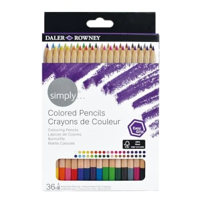 Imagen de Daler Rowney Simply Lápices de Colores, 36 Colores Surtidos, Unidades