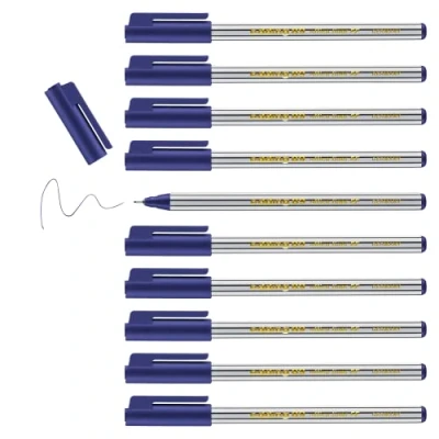 Imagen de edding 89 rotulador de punta fina azul 10 rotuladores redonda extrafina 0,3 mm para escribir, subrayar y dibujar con precisión en la oficina, casa escuela