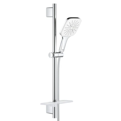 Imagen de GROHE Vitalio 130 SmartActive Cube Conjunto de ducha (teleducha 13 cm con 3 chorros, barra 60 cm, soportes pared metal, flexo 1,75 m, menor consumo agua), cromo, 26596000