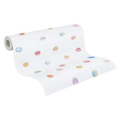 Imagen de A.S. Création Papel de Pared no tejido Pintado Lunares para Habitaciones Infantiles en Blanco y Azul Diferentes Espacios 10,05 m x 0,53
