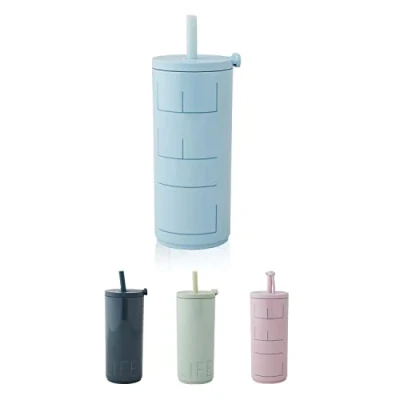 Imagen de Design Letters TRAVEL Taza con Paja 500 Ml Tazas cafe Tapa y Pajita de Viaje Libre BPA/BPS Vaso para Beber a Prueba Fugas Reutilizable llevar Jugo/Batido
