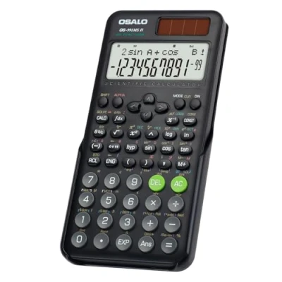 Imagen de OSALO calculadora científica 401 función 10+2 dígitos Pantalla Solar y de batería Funda Protectora para Escuela Negro (OS 991MS 2nd Edition)