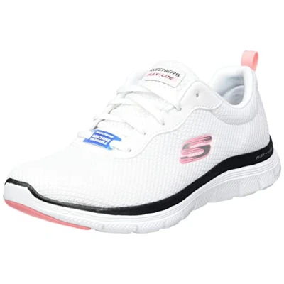 Imagen de Skechers Flex Appeal 4.0 Brilliant View, Zapatillas Mujer, White Mesh Black Pink Trim, 38.5 EU