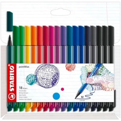 Imagen de Rotulador premium puntamedia STABILO pointMax Estuche con 18 colores