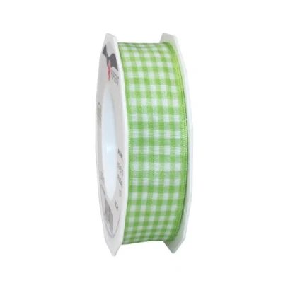 Imagen de Präsent Cinta con Alambre, tafetán, Verde Menta, Blanco, 25mm 20m, 20