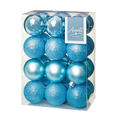 Imagen de Widdle Wonderland Juego de 24 Bolas Navidad irrompibles 60 mm, Color Azul Hielo 8484, 0631384253739