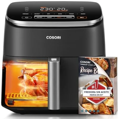 Imagen de COSORI Freidora de Aire Turbo Blaze™ 6L, Air Fryer 46% Más Rápida con Motor DC, sin Aceite 9 en 1, 117 Recetas Chef, Apta para Lavavajillas, Freír, Hornear, Asar, Deshidratar, 1725W
