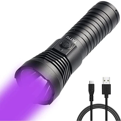 Imagen de TATTU U3 Linterna UV 395nm Luz Ultravioleta recargable 10W Lámpara negra LED con Cable de Carga micro USB