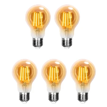 Imagen de Aigostar Bombilla LED E27 Vintage Retro 6W (Equivalente a 47W), Blanco Cálido 2200K, 600 Lúmenes, Ángulo de Apertura: 360, CRI＞80, No Regulable, 5 Unidades