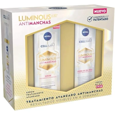 Imagen de NIVEA Cellular LUMINOUS 630 Pack Antimanchas Tratamiento Avanzado, Set de regalo con sérum facial (1 x 30 ml) y crema día 40