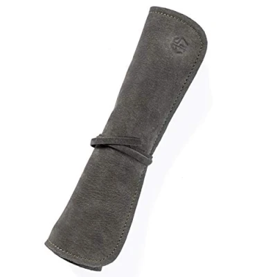 Imagen de Rollo de Cuchillo Chef Cuero Genuino 7 Ranuras Steve Bolsa Cuchillos (7 Compartimentos, Oliva Verde)