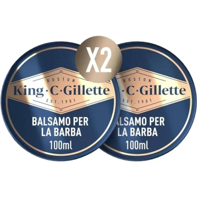 Imagen de King C. Gillette Bálsamo Barba Hombre con Manteca de Cacao, Aceite Argán y Karité, 100 ml (paquete x 2)