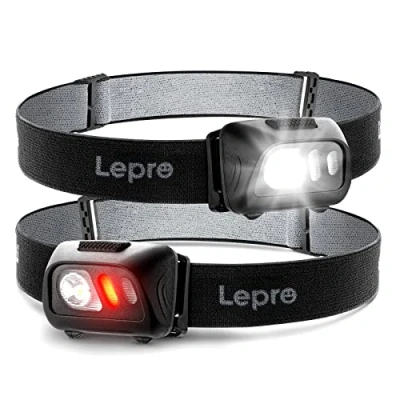 Imagen de Lepro Linterna Frontal LED,1500 lux Luz Cabeza(2 Pack) Súper Brillante 6 Modos con Roja, Cabeza Ligero Impermeable IPX4 para Correr, Camping, Excursión, Pesca (Pilas No incluido)