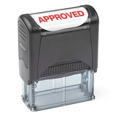 Imagen de Sello de goma autoentintable, tinta roja recargable preinstalada (9/16 pulgadas x 1 1/2 pulgadas) (Aprobado)