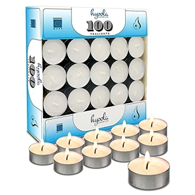 Imagen de Hyoola Velas de Té Paquete 100 sin Perfume Larga Duración Hechas en Europa