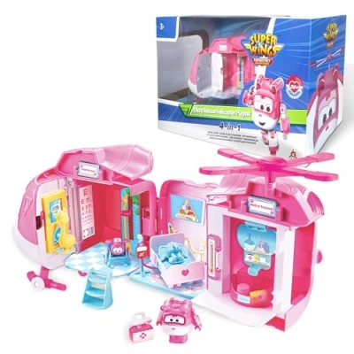 Imagen de Super Wings EU770840 Dizzy Rescue Helicopter Playset, Figura de acción transformable Unos 18 cm Altura, con Mini Dizzy, helicóptero Rescate 4 en 1, ¡Apto para niños a Partir 3 años!