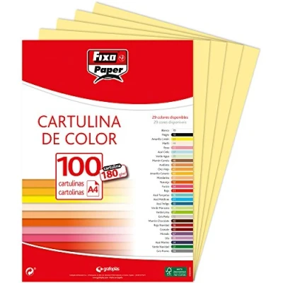 Imagen de Fixo Paper 11110463 Paquete de cartulinas A4 100 unidades color amarillo limón, 180g