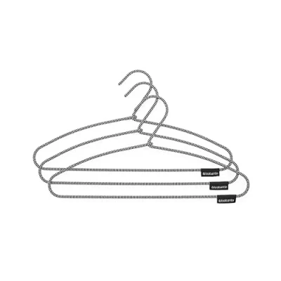 Imagen de Brabantia Percha de Ropa Revestimiento Tela Antideslizante Accesorio Armario Tacto Suave Esenciales para Percheros Juego 3 Blanco/Negro 21,5 x 41,5 1,3 cm