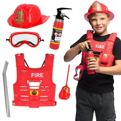 Imagen de Boland 33209 Set de disfraz bombero para niños, 6 piezas, fiestas temáticas, Halloween y carnaval,