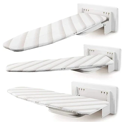 Imagen de uyoyous tabla de planchar plegable para montaje en pared, con cubierta resistente al calor, giratoria 180, pared ahorrar espacio, primera clase (blanco)