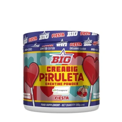 Imagen de BIG Creatina Monohidratada Creapure® en Polvo, Mejora el Rendimiento Físico, Sabores exclusivos, Rápida absorción, Vegana (250g, Piruleta)