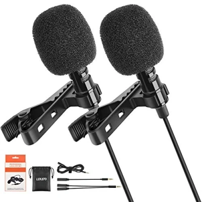 Imagen de LEKATO Lavalier micrófono de solapa omnidireccional, clip con cable compatible Android/iPhone/cámara/PC, Lav Laepl para