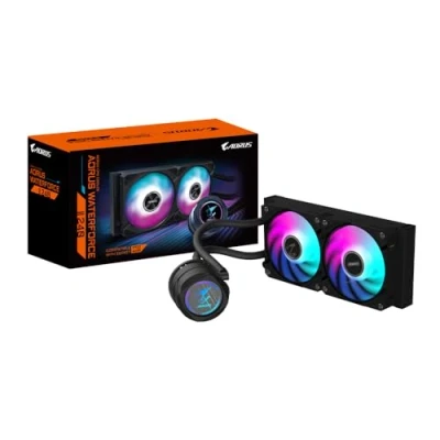 Imagen de GIGABYTE AORUS WATERFORCE II 240 Refrigerador de CPU líquido AIO 2x ventiladores ARGB 120 mm, mecanismo conexión deslizante, DAISY CHAIN, compatible con Intel LGA 1851 y AMD AM5