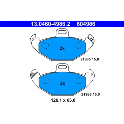 Imagen de ATE 13.0460 4986.2 Juego de pastillas freno no preparado para indicador desgaste, excl. contacto avisador desgaste RENAULT: LAGUNA 1