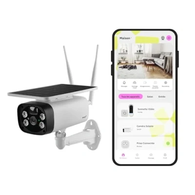 Imagen de OMAJIN by Netatmo, Cámara Vigilancia Solar Exterior Inalámbrica, Alimentada batería, Visión noct 1080P HD, Sirena 105dB, Detección humana/Movimiento/Sonido, Audio bidireccional, SD/Cloud, IP55, OSC 01