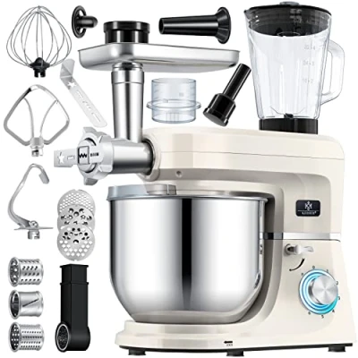 Imagen de KESSER® Procesador de alimentos universal 3 en 1 K KM 3000 con amasadora multifuncional tazón Fleischwolf 5,5 l, llaves utensilios para mezclar, exprimidor 1,5 Negro