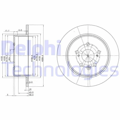 Imagen de DELPHI BG2594 Disco de freno 269 10 5 macizo aceitado sin procesar cojinete rueda, anillo sensor ABS TOYOTA: Celica V Coupé, VI Coupé
