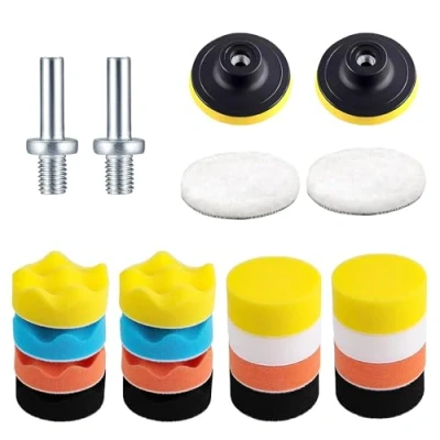 Imagen de Elepl 22 Piezas Esponja Pulir Coche Almohadilla Pulido Kit de con M10 Adaptador Taladro Lana para Almohadillas Accesorio Pulidora Lijado Encerado AutomóViles
