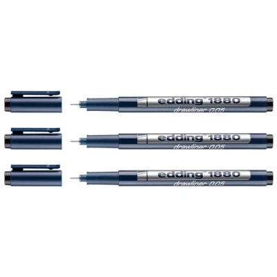 Imagen de Edding Lote de 3 rotuladores precisión (0.05, 0,2 mm), color negro