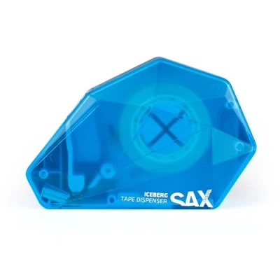 Imagen de SAX ICEBERG dispensador de cinta adhesiva una mano azul, incl. 1 x adhesiva, manejo con mano, para control longitud durante la aplicación, cubierta antipolvo limpia