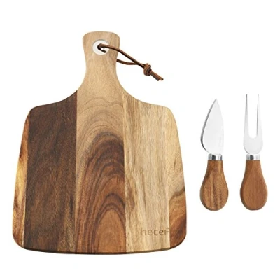 Imagen de hecef Set de Tabla y Cuchillos para Cortar Queso, un Madera Acacia &amp; Cuchillo Tenedor, Queso Madera, Navidad