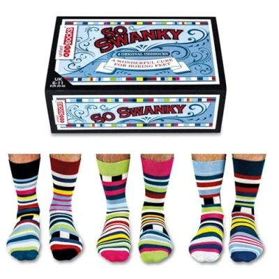 Imagen de United Oddsocks De La Marca Caja Regalo 6 x Calcetines Coloridos Desparejados para Hombre EU 39 46 Swanky