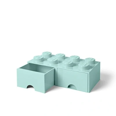Imagen de Room Copenhagen 40061742 Caja de Almacenaje Apilable, Ladrillo 8 pomos, 2 Cajones, 9.4 l, Turquesa (Aqua Light Blue), 50 x 25 18 cm