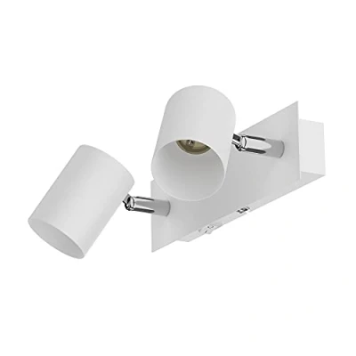 Imagen de ledscom.de Aplique WAIKA, 2 llamas, interruptor, blanco mate, angular, 2x GU10 máx. 60W, aplique, lámpara de pared, foco luz lectura, cama, mesilla noche,