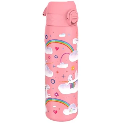 Imagen de ION8 Botella de Agua Acero Inoxidable, 600ml, a Prueba Fugas, Fácil Abrir, Aptas para Lavavajillas, Cerradura Segura, Asa Transporte, Limpiar, Diseño en Relieve,Arcoíris Unicornio
