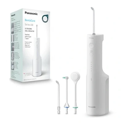 Imagen de Panasonic Serie 600 Irrigatore Orale a Ultrasuoni EW DJ67 W303, Idropulsore per Denti, 200ml, IPX7, 2 Ugelli Ultrasuoni, 1 Ugello Ortodontico e Pulire la Lingua, 5 Livelli di Pressione