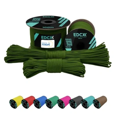 Imagen de EdcX 2 mm Nylon Paracord 275 (15, 30, 50 and 100 m) 100% Rope, 3 Strand Cord, Cord in Many Colours (Moss, 30