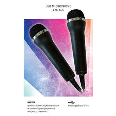 Imagen de Mikrofon für Karaoke Games (Lets Sing, Voice of Germany, SingStar etc.) PlayStation (PS3, PS4, PS4 Pro), Nintendo (Switch, Wii U, Wii), XBOX One (OneX, OneS) + PC 2er Set universal USB [Importación alemana]