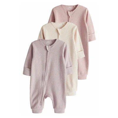 Imagen de Next TWO WAY ZIP Footless 3 Packregular FIT Pijama para niños, Talla: 6m, Pink