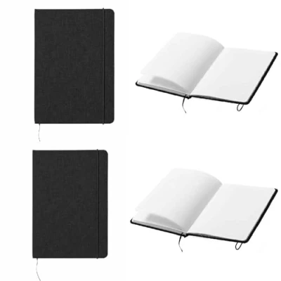 Imagen de Adri 2 Cuadernos Bloc de notas A5 con hojas lisas 160 paginas cada uno, tapa dura negra en material RPET y marcapáginas.