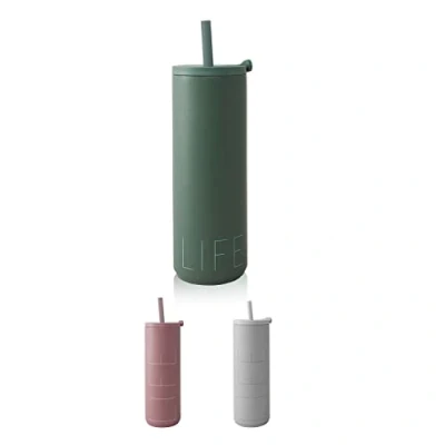 Imagen de Design Letters Termo Taza 500 Ml Cafe con Paja, Tapa Vaso Isotérmica de Doble Pared Termico Sin BPA/BPS Viaje Acero Inoxidable Prueba fugas Desayuno Termica