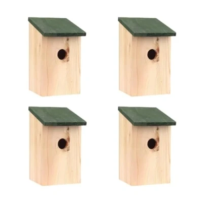 Imagen de Garden Mile 4X Tradicional Jardín Madera Pajarera Nido Cajas con Verde bisagras TEJADO para Fácil Limpieza Predator Proof A acomodar Pequeño Pájaros Gorrión, Herrerillo Robin Nester