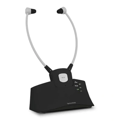 Imagen de TechniSat STEREOMAN ISI 3 Auriculares inalámbricos estéreo para televisores y Equipos de música con Base Carga, Color Negro